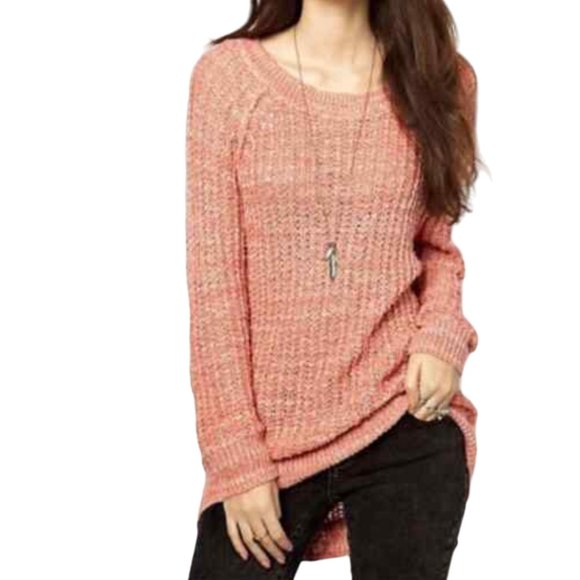 Free People Sweaters - Free People Pink Knit Boat-Neck Star Dune Coral Sweater